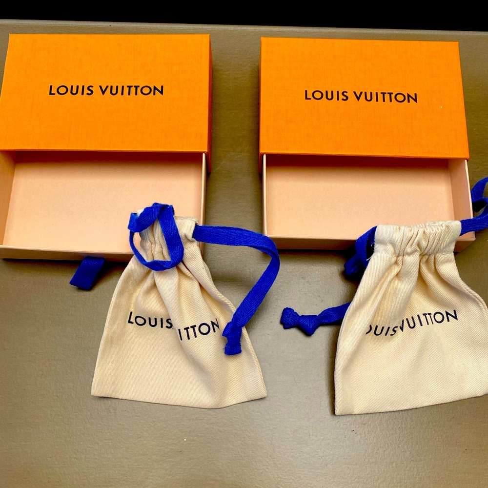 Pair of Louis Vuitton gift boxes with drawstrings